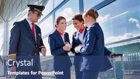  Presentation with pilot - Cool new presentation theme with portrait-of-mature-pilot-talking backdrop and a ocean colored foreground