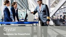  Presentation with pilot - Audience pleasing PPT theme consisting of portrait-of-mature-pilot-talking backdrop and a gray colored foreground