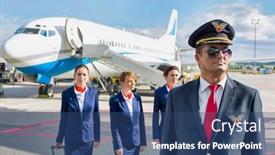  Presentation with airplane pilot - Presentation having portrait-of-mature-pilot-walking background and a ocean colored foreground