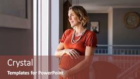  Presentation with maternity - Slide set having portrait-of-mature-pregnant-woman background and a tawny brown colored foreground