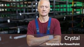  Presentation with foreman - Presentation theme consisting of portrait of mature serious foreman background and a tawny brown colored foreground