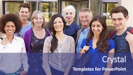  Presentation with further - Colorful slide set enhanced with portrait of mature students on further education course backdrop and a ocean colored foreground