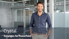  Presentation with office room - Slide deck with portrait-of-mature-successful-man background and a  colored foreground