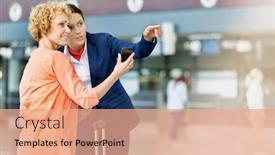  Presentation with smartphone - Theme having portrait-of-mature-woman-showing background and a coral colored foreground