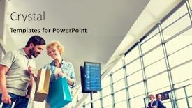  Presentation with airport - PPT theme consisting of portrait-of-mature-woman-showing background and a light gray colored foreground