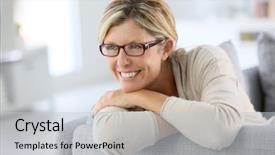  Presentation with woman colored parachute - Theme featuring portrait of mature woman wearing background and a light gray colored foreground