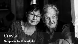  Presentation with old age - Theme with portrait-of-mature-woman background and a dark gray colored foreground