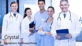 Presentation with medical emergency trauma team - Amazing presentation having portrait of medical team standing backdrop and a light blue colored foreground