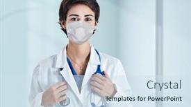  Presentation with medical worker - PPT layouts consisting of portrait-of-medical-worker-wearing background and a sky blue colored foreground