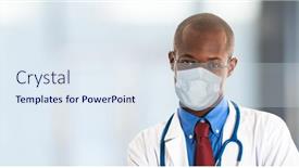  Presentation with medical worker - Audience pleasing PPT theme consisting of portrait-of-medical-worker-wearing backdrop and a sky blue colored foreground