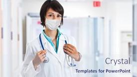  Presentation with medical worker - Amazing slide set having portrait-of-medical-worker-wearing backdrop and a sky blue colored foreground