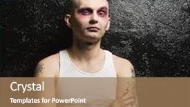  Presentation with punk - Beautiful slides featuring portrait of mid-adult caucasian male punk with his arms crossed backdrop and a coral colored foreground