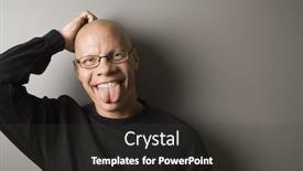  Presentation with tongue - Cool new presentation with portrait of mid-adult caucasian male sticking out tongue backdrop and a dark gray colored foreground