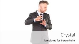  Presentation with aged - Slides with portrait-of-middle-aged-businessman background and a white colored foreground