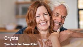  Presentation with aged papper - Beautiful PPT theme featuring portrait-of-middle-aged-couple backdrop and a coral colored foreground