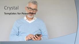  Presentation with aged - Amazing slides having portrait-of-middle-aged-man backdrop and a light gray colored foreground