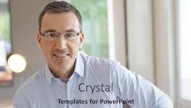  Presentation with eyeglasses - PPT layouts with portrait-of-middle-aged-man background and a light blue colored foreground
