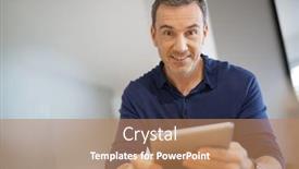  Presentation with aged - Audience pleasing presentation design consisting of portrait-of-middle-aged-man backdrop and a coral colored foreground