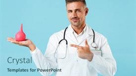  Presentation with medical - Audience pleasing PPT layouts consisting of portrait-of-middle-aged-medical backdrop and a sky blue colored foreground