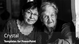  Presentation with old photo - Colorful presentation enhanced with portrait-of-middle-aged-woman backdrop and a dark gray colored foreground