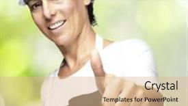  Presentation with top hat - Amazing slide deck having portrait of middle aged woman with apron and mesh top hat at outdoor backdrop and a lemonade colored foreground