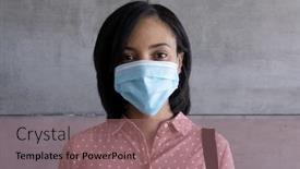  Presentation with hygiene - Presentation theme consisting of portrait-of-mixed-race-businesswoman background and a violet colored foreground