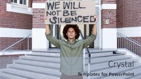  Presentation with race - Slide set featuring portrait-of-mixed-race-man background and a light blue colored foreground