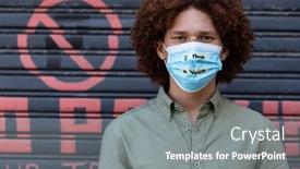  Presentation with covid coronavirus - Audience pleasing slide set consisting of portrait-of-mixed-race-man backdrop and a gray colored foreground