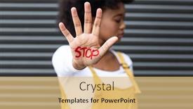  Presentation with woman rights - Audience pleasing PPT theme consisting of portrait-of-mixed-race-woman backdrop and a yellow colored foreground