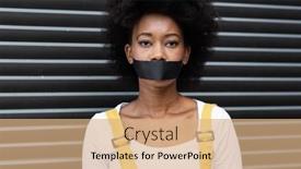  Presentation with woman rights - Amazing slide set having portrait-of-mixed-race-woman backdrop and a coral colored foreground