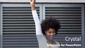  Presentation with woman rights - Audience pleasing slide deck consisting of portrait-of-mixed-race-woman backdrop and a dark gray colored foreground