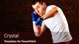  Presentation with mma - Cool new slide deck with portrait of mma fighter in boxing pose against brick wall backdrop and a wine colored foreground