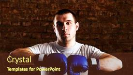  Presentation with mma - Beautiful PPT theme featuring portrait of mma fighter in boxing pose against brick wall backdrop and a tawny brown colored foreground