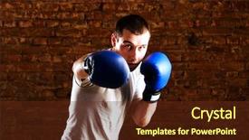  Presentation with mma - Colorful presentation design enhanced with portrait of mma fighter backdrop and a tawny brown colored foreground