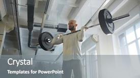  Presentation with weightlifting barbell - Slide set consisting of portrait of modern strongman weightlifting background and a gray colored foreground