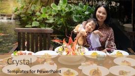  Presentation with pasta restaurant - Presentation with portrait-of-mom-and-daughtersit background and a coral colored foreground
