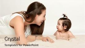  Presentation with mother baby asian breastfeeding - PPT theme featuring portrait of mother and baby background and a lemonade colored foreground