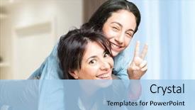  Presentation with home lending - Cool new presentation theme with portrait of mother and daughter backdrop and a light blue colored foreground