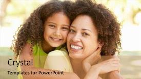  Presentation with mother and doula during labor - Colorful PPT layouts enhanced with portrait of mother and daughter backdrop and a coral colored foreground