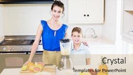  Presentation with mother son flowers - Amazing slides having portrait of mother and son backdrop and a coral colored foreground