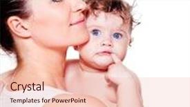  Presentation with diaper - Cool new presentation with portrait of mother and sweet curly baby in diaper over white backdrop and a lemonade colored foreground