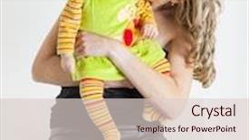  Presentation with baby girl - PPT theme featuring portrait of mother with her baby girl background and a lemonade colored foreground