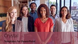  Presentation with multi cultural - PPT layouts featuring portrait-of-multi-cultural-business background and a violet colored foreground