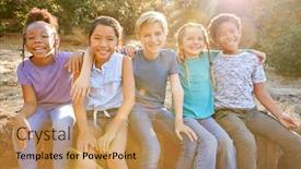  Presentation with multi cultural - Audience pleasing PPT layouts consisting of portrait-of-multi-cultural-children backdrop and a coral colored foreground