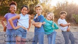  Presentation with multi cultural - PPT layouts having portrait-of-multi-cultural-children background and a ocean colored foreground