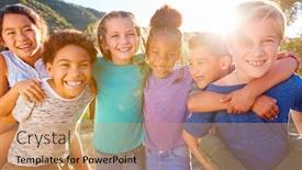  Presentation with multi cultural - Theme enhanced with portrait-of-multi-cultural-children background and a coral colored foreground