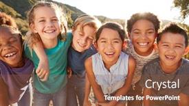  Presentation with multi cultural - Slide deck consisting of portrait-of-multi-cultural-children background and a tawny brown colored foreground
