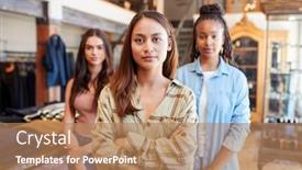  Presentation with cultural - Presentation theme enhanced with portrait-of-multi-cultural-female background and a coral colored foreground