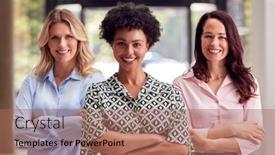  Presentation with multi cultural - Slides enhanced with portrait-of-multi-cultural-female background and a coral colored foreground