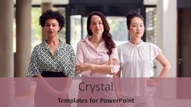  Presentation with multi cultural - Theme featuring portrait-of-multi-cultural-female background and a coral colored foreground